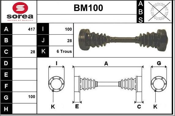 Sera BM100 - Arbre de transmission droxauto.com