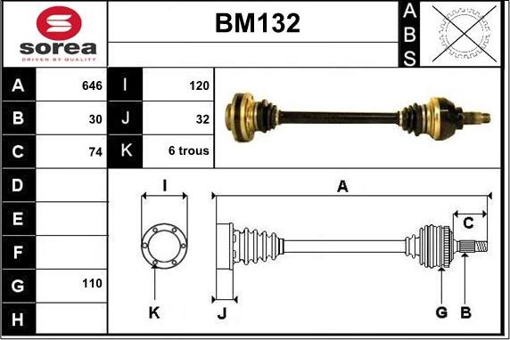 Sera BM132 - Arbre de transmission droxauto.com