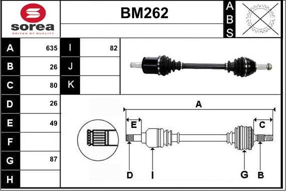 Sera BM262 - Arbre de transmission droxauto.com