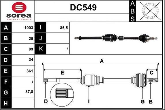 Sera DC549 - Arbre de transmission droxauto.com