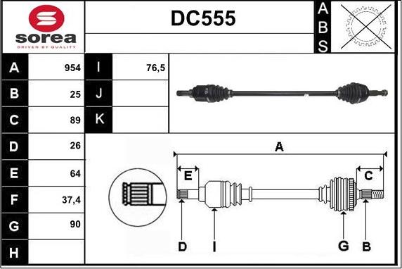 Sera DC555 - Arbre de transmission droxauto.com