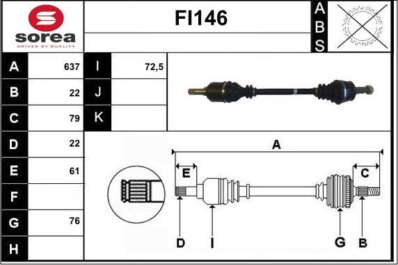 Sera FI146 - Arbre de transmission droxauto.com