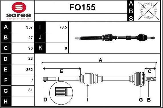 Sera FO155 - Arbre de transmission droxauto.com