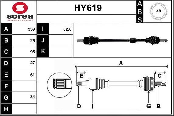 Sera HY619 - Arbre de transmission droxauto.com
