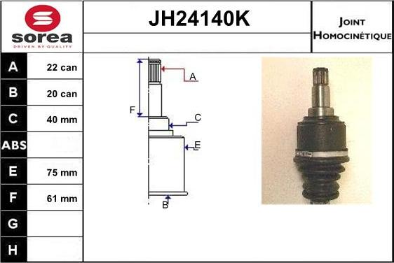 Sera JH24140K - Jeu de joints, arbre de transmission droxauto.com
