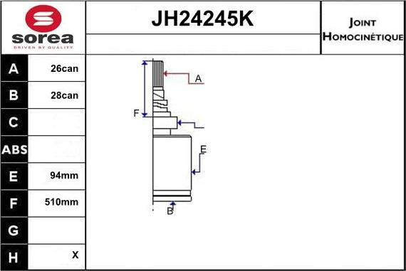 Sera JH24245K - Jeu de joints, arbre de transmission droxauto.com