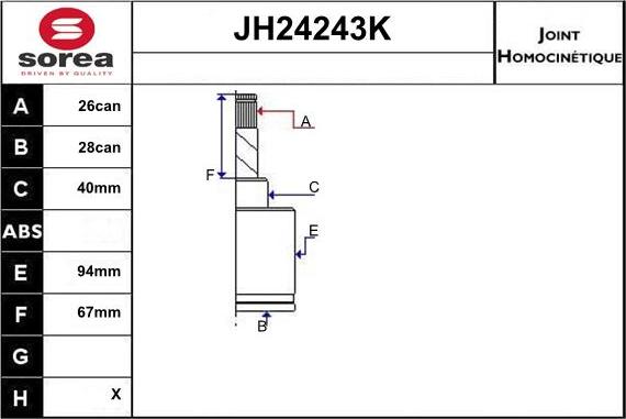 Sera JH24243K - Jeu de joints, arbre de transmission droxauto.com
