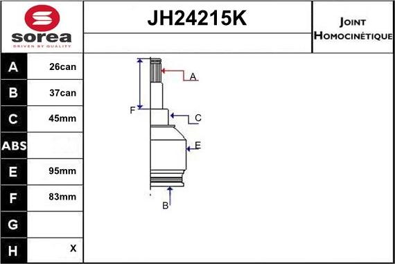Sera JH24215K - Jeu de joints, arbre de transmission droxauto.com