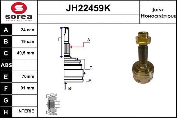 Sera JH22459K - Jeu de joints, arbre de transmission droxauto.com
