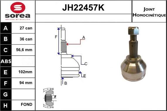 Sera JH22457K - Jeu de joints, arbre de transmission droxauto.com