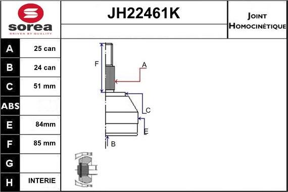 Sera JH22461K - Jeu de joints, arbre de transmission droxauto.com