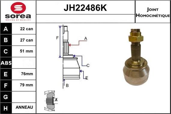 Sera JH22486K - Jeu de joints, arbre de transmission droxauto.com