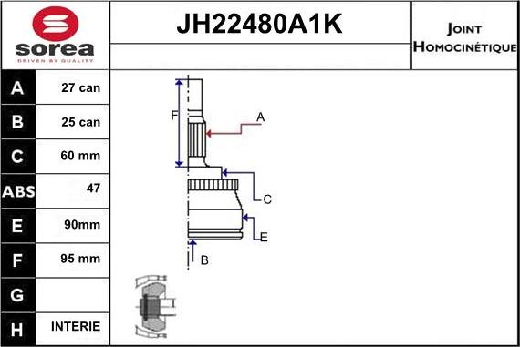Sera JH22480A1K - Jeu de joints, arbre de transmission droxauto.com
