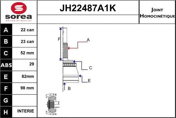Sera JH22487A1K - Jeu de joints, arbre de transmission droxauto.com
