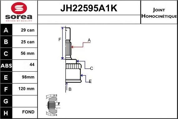 Sera JH22595A1K - Jeu de joints, arbre de transmission droxauto.com