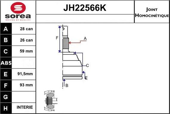 Sera JH22566K - Jeu de joints, arbre de transmission droxauto.com