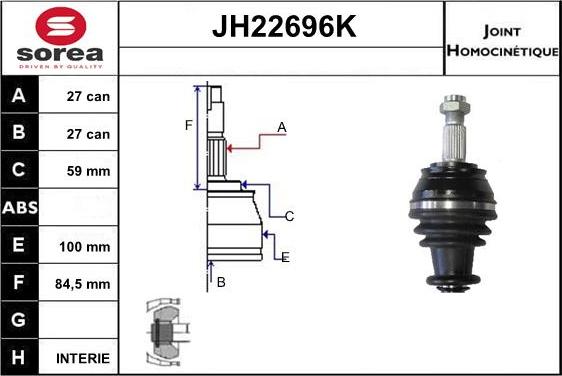 Sera JH22696K - Jeu de joints, arbre de transmission droxauto.com