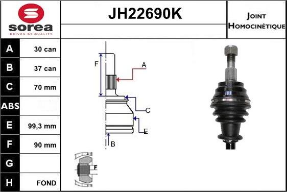 Sera JH22690K - Jeu de joints, arbre de transmission droxauto.com