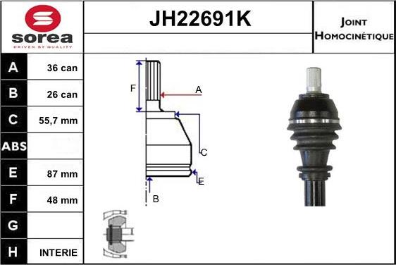 Sera JH22691K - Jeu de joints, arbre de transmission droxauto.com