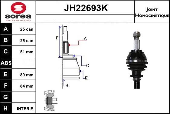 Sera JH22693K - Jeu de joints, arbre de transmission droxauto.com