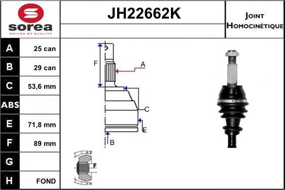 Sera JH22662K - Jeu de joints, arbre de transmission droxauto.com