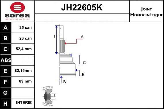 Sera JH22605K - Jeu de joints, arbre de transmission droxauto.com