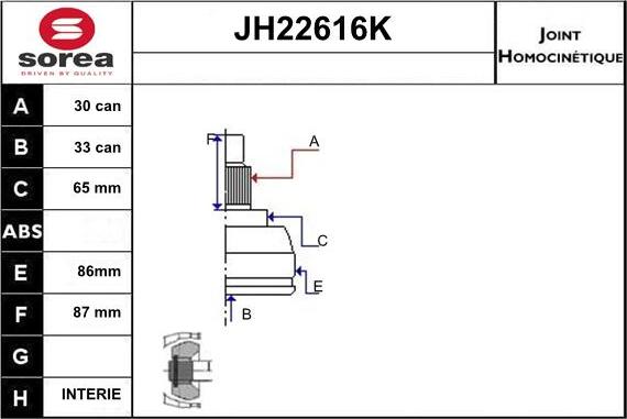 Sera JH22616K - Jeu de joints, arbre de transmission droxauto.com