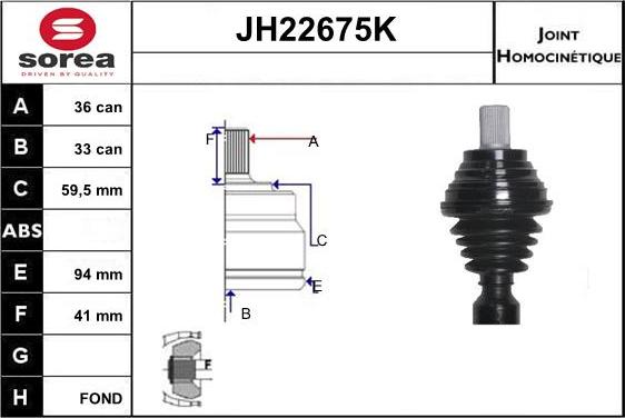 Sera JH22675K - Jeu de joints, arbre de transmission droxauto.com