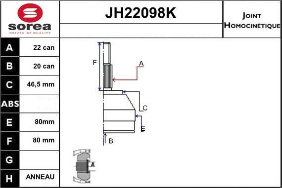 Sera JH22098K - Jeu de joints, arbre de transmission droxauto.com