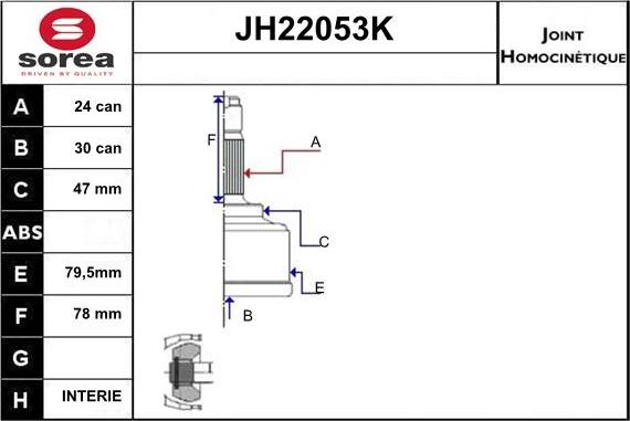 Sera JH22053K - Jeu de joints, arbre de transmission droxauto.com