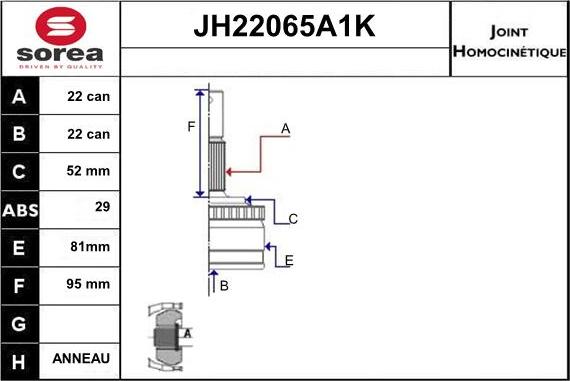 Sera JH22065A1K - Jeu de joints, arbre de transmission droxauto.com