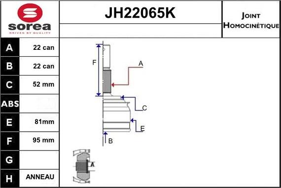 Sera JH22065K - Jeu de joints, arbre de transmission droxauto.com