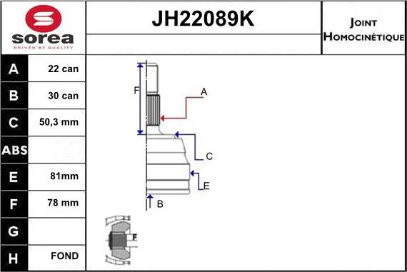 Sera JH22089K - Jeu de joints, arbre de transmission droxauto.com
