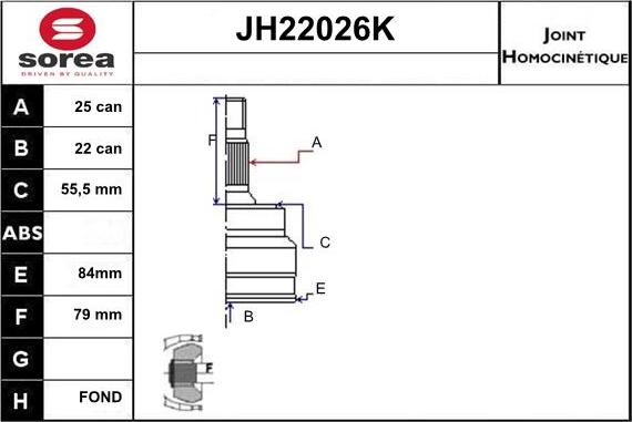 Sera JH22026K - Jeu de joints, arbre de transmission droxauto.com