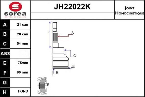 Sera JH22022K - Jeu de joints, arbre de transmission droxauto.com