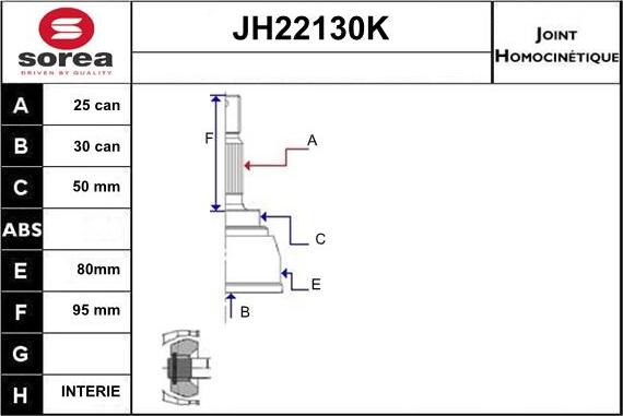 Sera JH22130K - Jeu de joints, arbre de transmission droxauto.com