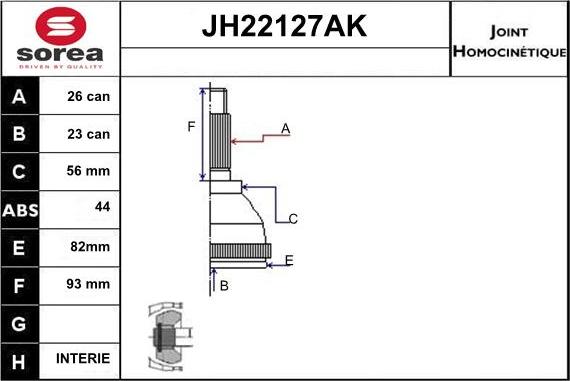 Sera JH22127AK - Jeu de joints, arbre de transmission droxauto.com