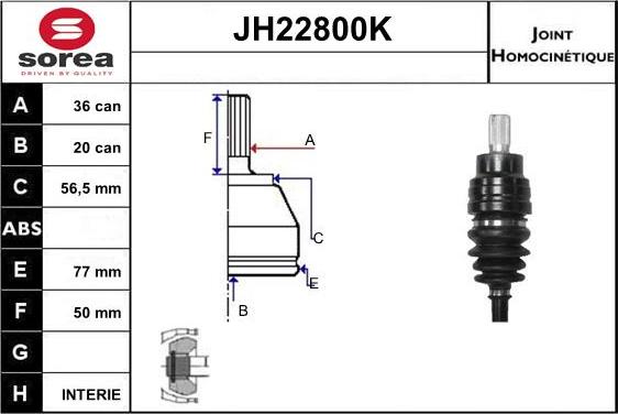 Sera JH22800K - Jeu de joints, arbre de transmission droxauto.com