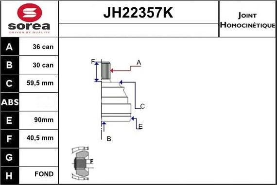 Sera JH22357K - Jeu de joints, arbre de transmission droxauto.com