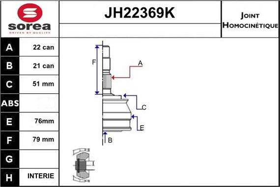 Sera JH22369K - Jeu de joints, arbre de transmission droxauto.com