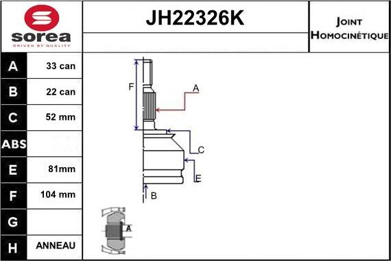 Sera JH22326K - Jeu de joints, arbre de transmission droxauto.com