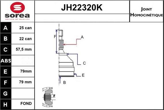 Sera JH22320K - Jeu de joints, arbre de transmission droxauto.com