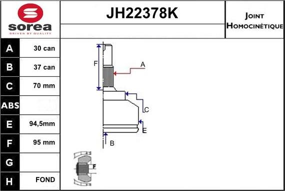 Sera JH22378K - Jeu de joints, arbre de transmission droxauto.com