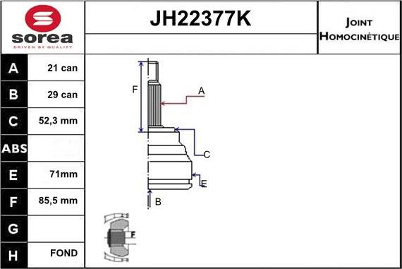Sera JH22377K - Jeu de joints, arbre de transmission droxauto.com