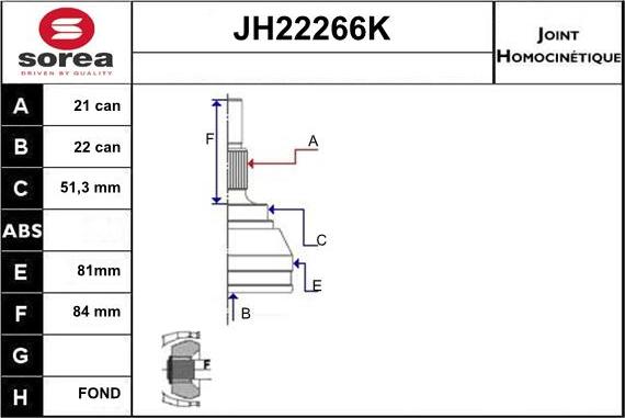 Sera JH22266K - Jeu de joints, arbre de transmission droxauto.com