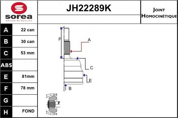 Sera JH22289K - Jeu de joints, arbre de transmission droxauto.com