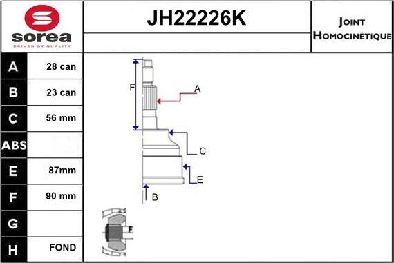 Sera JH22226K - Jeu de joints, arbre de transmission droxauto.com