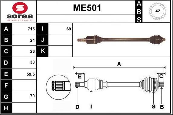 Sera ME501 - Arbre de transmission droxauto.com