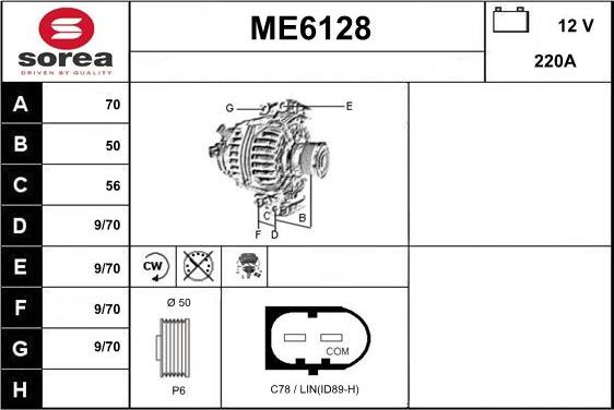 Sera ME6128 - Alternateur droxauto.com