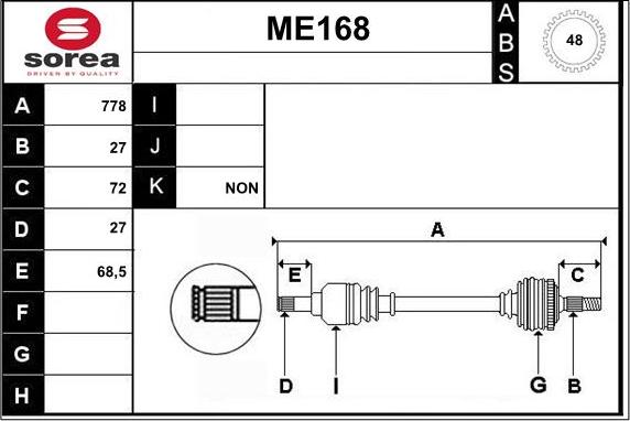 Sera ME168 - Arbre de transmission droxauto.com